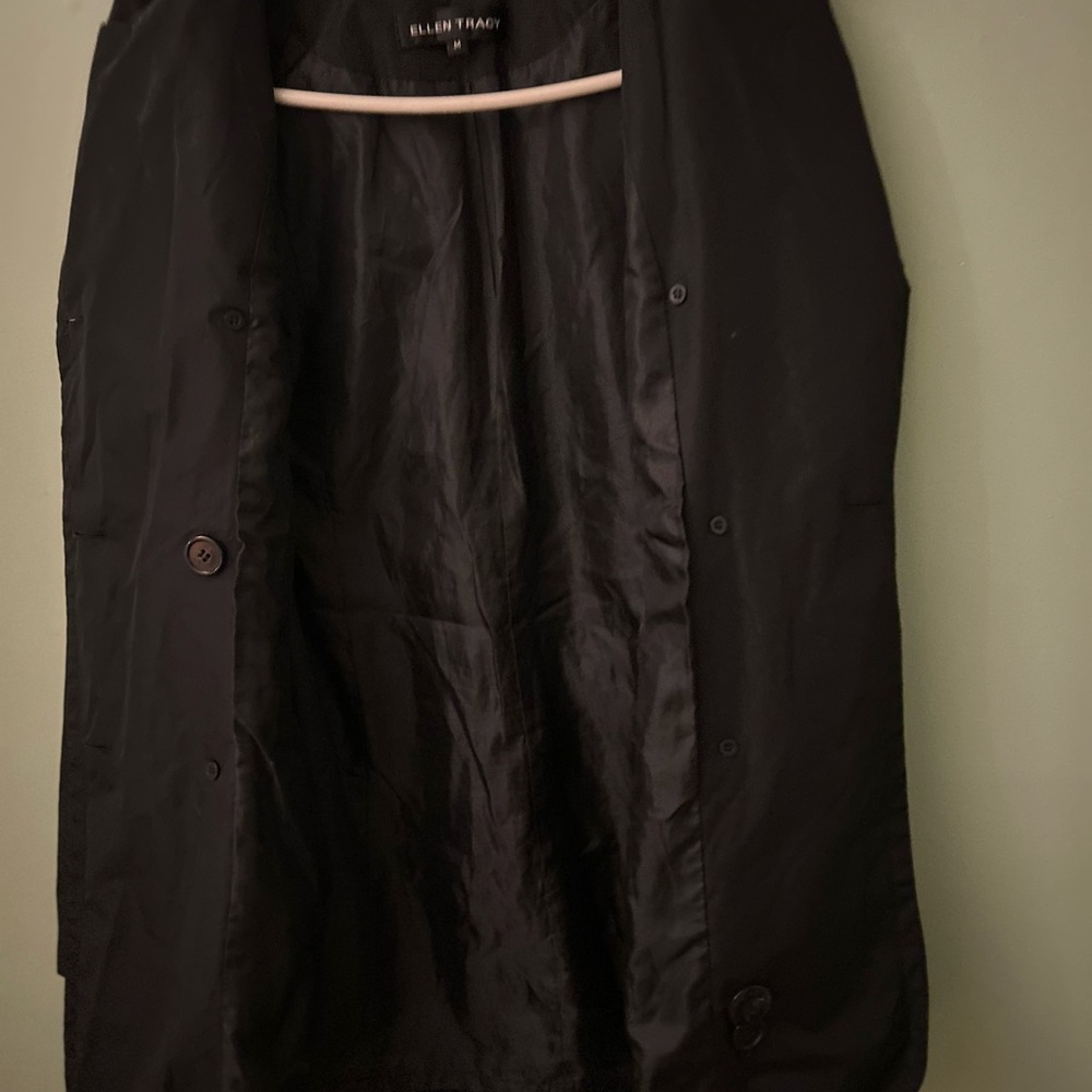 Ellen Tracy Black Trench Coat with Textured Fabric